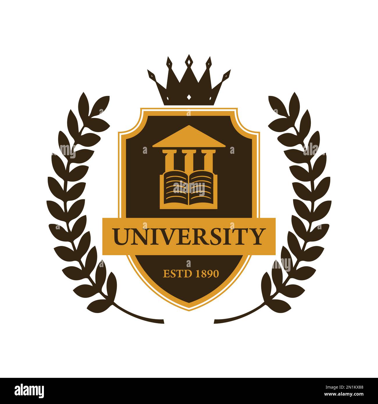 Image vectorielle de conception de logo de badge d'école d'université. Logo du badge Education. Emblème du lycée de l'université Illustration de Vecteur