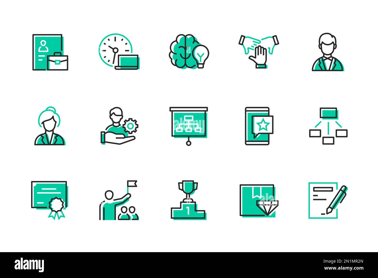 Affaires et gestion - jeu d'icônes de style de design de ligne moderne Illustration de Vecteur