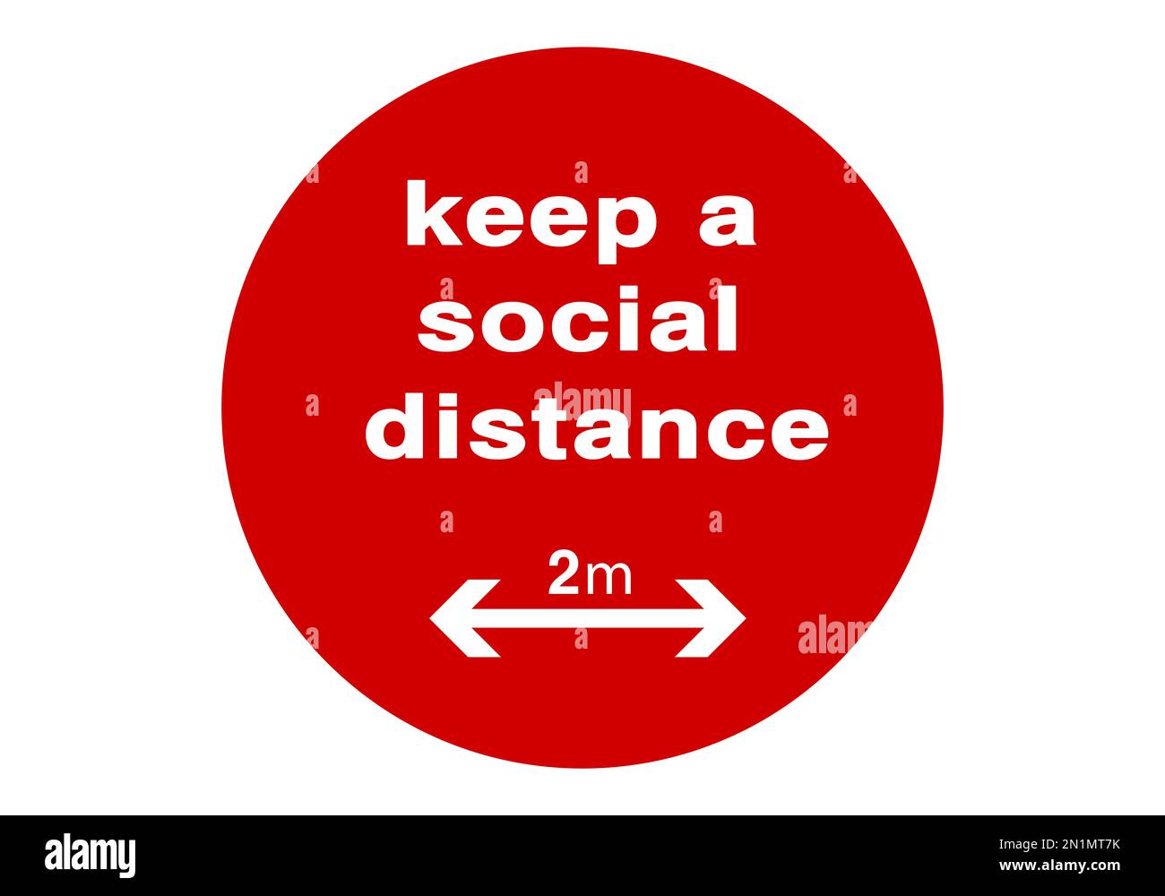 Gardez une distance sociale - signe rond rouge, illustration. Mesure de protection en cas de pandémie de coronavirus Banque D'Images