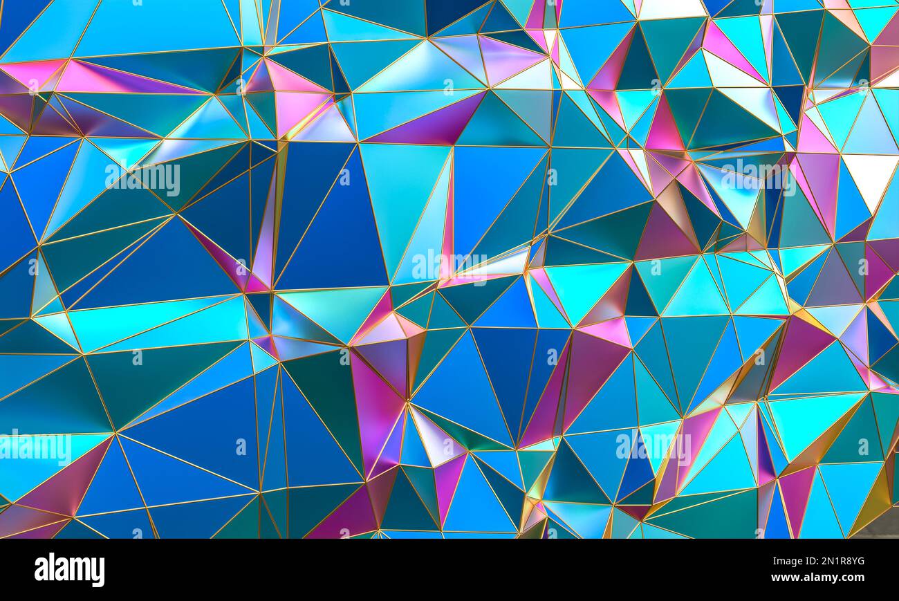 arrière-plan irisé avec motif en mosaïque triangulaire. 3d rendu Banque D'Images