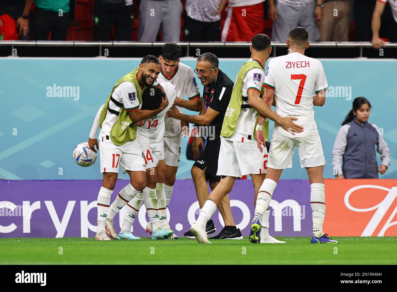 Zakaria Aboukhlal lors de la coupe du monde de la FIFA Qatar 2022 Groupe F match entre la Belgique et le Maroc au stade Al Thumama sur 27 novembre 2022 à Doha, Qatar. (Support Mo photo) Banque D'Images