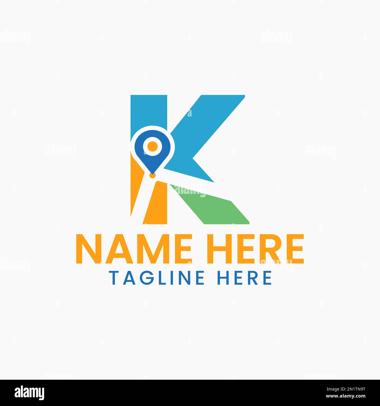 Concept de logo de position lettre K avec symbole GPS, modèle d'icône de broche Illustration de Vecteur