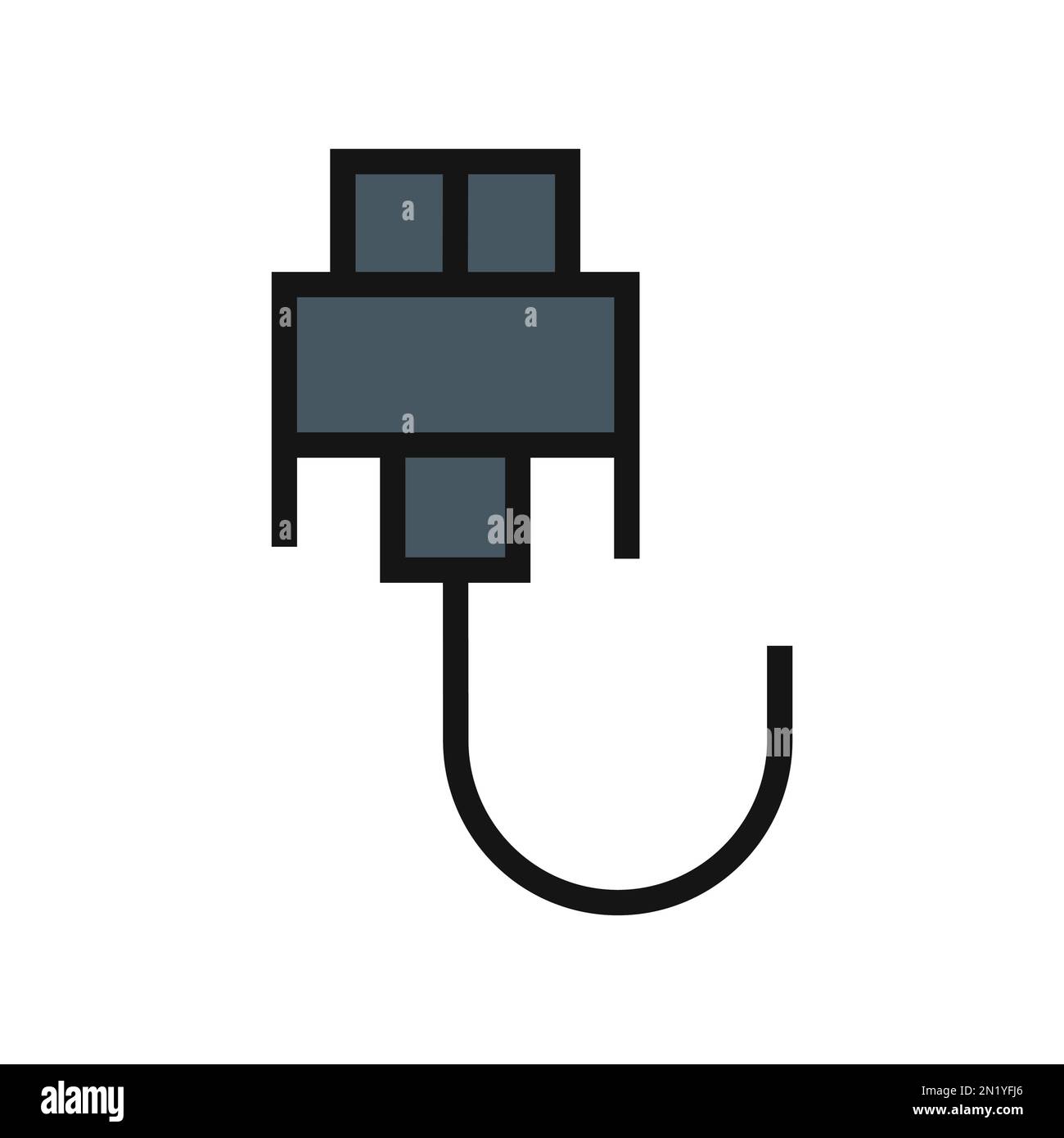 Icône de ligne de câble VGA isolée sur fond blanc. Icône fine et plate noire sur un style moderne. Symbole linéaire et contour modifiable. PE simple et pixel Illustration de Vecteur