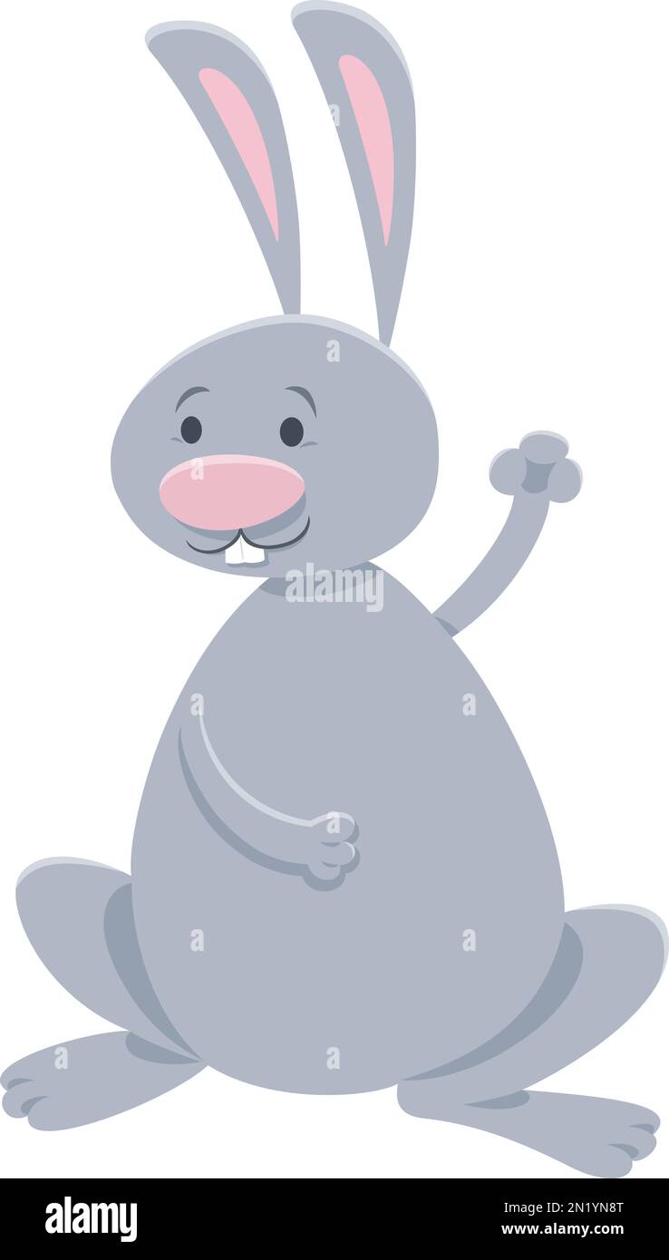 Illustration de dessin animé de lapin gris heureux ou de lapin personnage d'animal de bande dessinée Illustration de Vecteur
