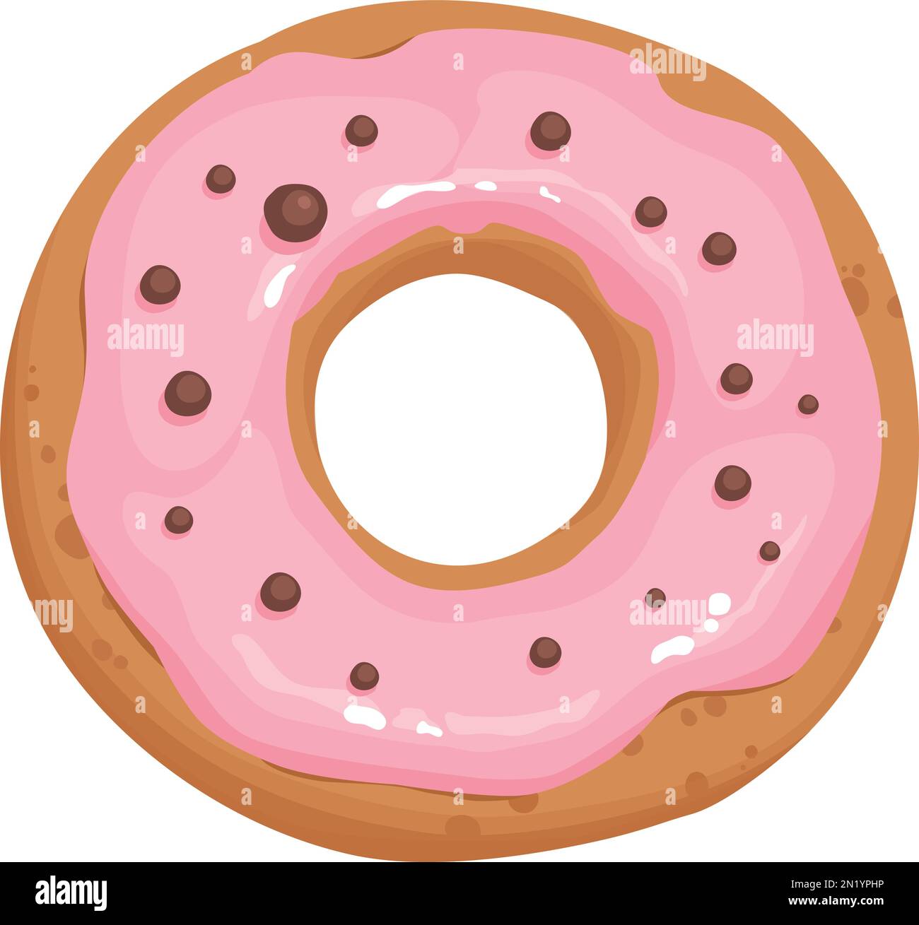 Vecteur de dessin animé d'icône de gâteau de beignet. Sucré au chocolat Illustration de Vecteur