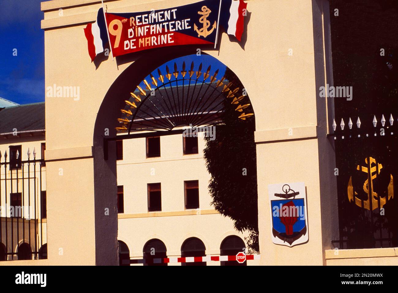 Guyane française/légion étrangère : siège du 9e Régiment de Marine-Infanterie de France dans la capitale Cayenne Banque D'Images