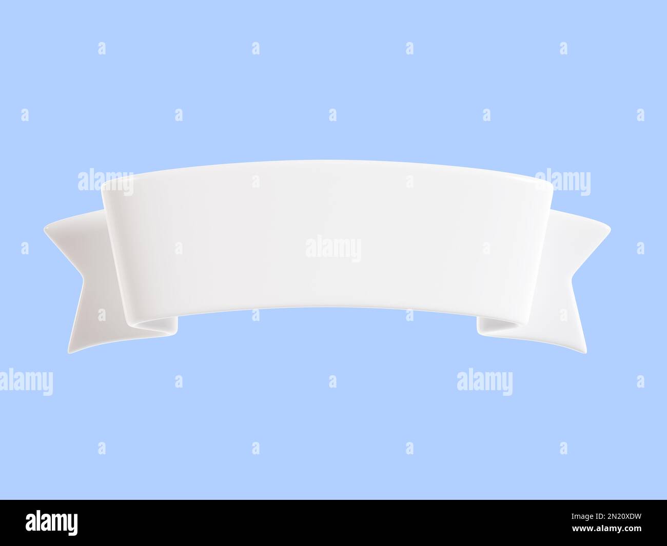 Rendu de la bannière ruban blanche 3D - illustration d'une zone de texte brillante pour le titre ou le message publicitaire. Banque D'Images