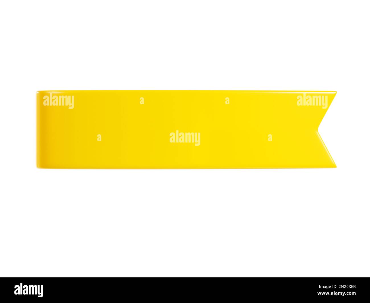 Illustration du rendu de la bannière de ruban jaune 3D - étiquette de texte simple ou étiquette à vendre et message de promotion. Banque D'Images