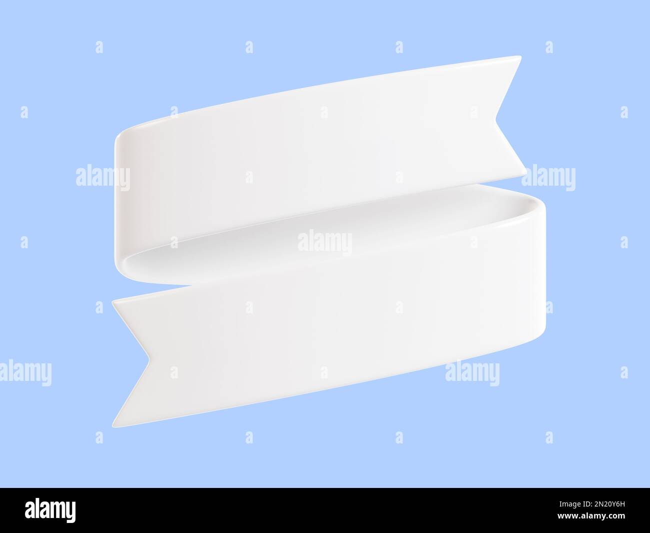 Solde ruban bannière 3D rendu - tissu blanc gondolé ou boîte de texte en plastique pour message de promotion ou de félicitations. Banque D'Images