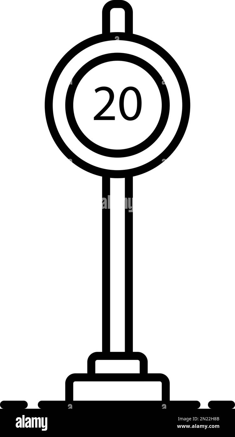 Limite de vitesse, icône de vecteur de ligne sur fond transparent. Limite de vitesse du contour, icône de vecteur de ligne Illustration de Vecteur