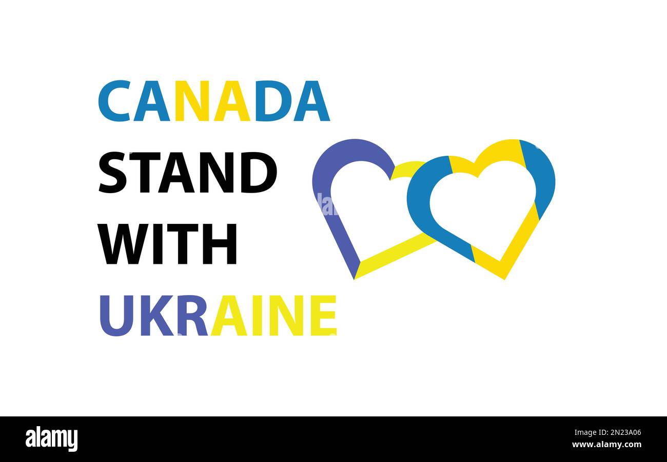 Le Canada appuie l'Ukraine dans sa guerre avec la Russie. Tenez-vous avec l'Ukraine. arrêter la guerre. Pas de guerre avec l'Ukraine de fond et de conception de vecteur Illustration de Vecteur