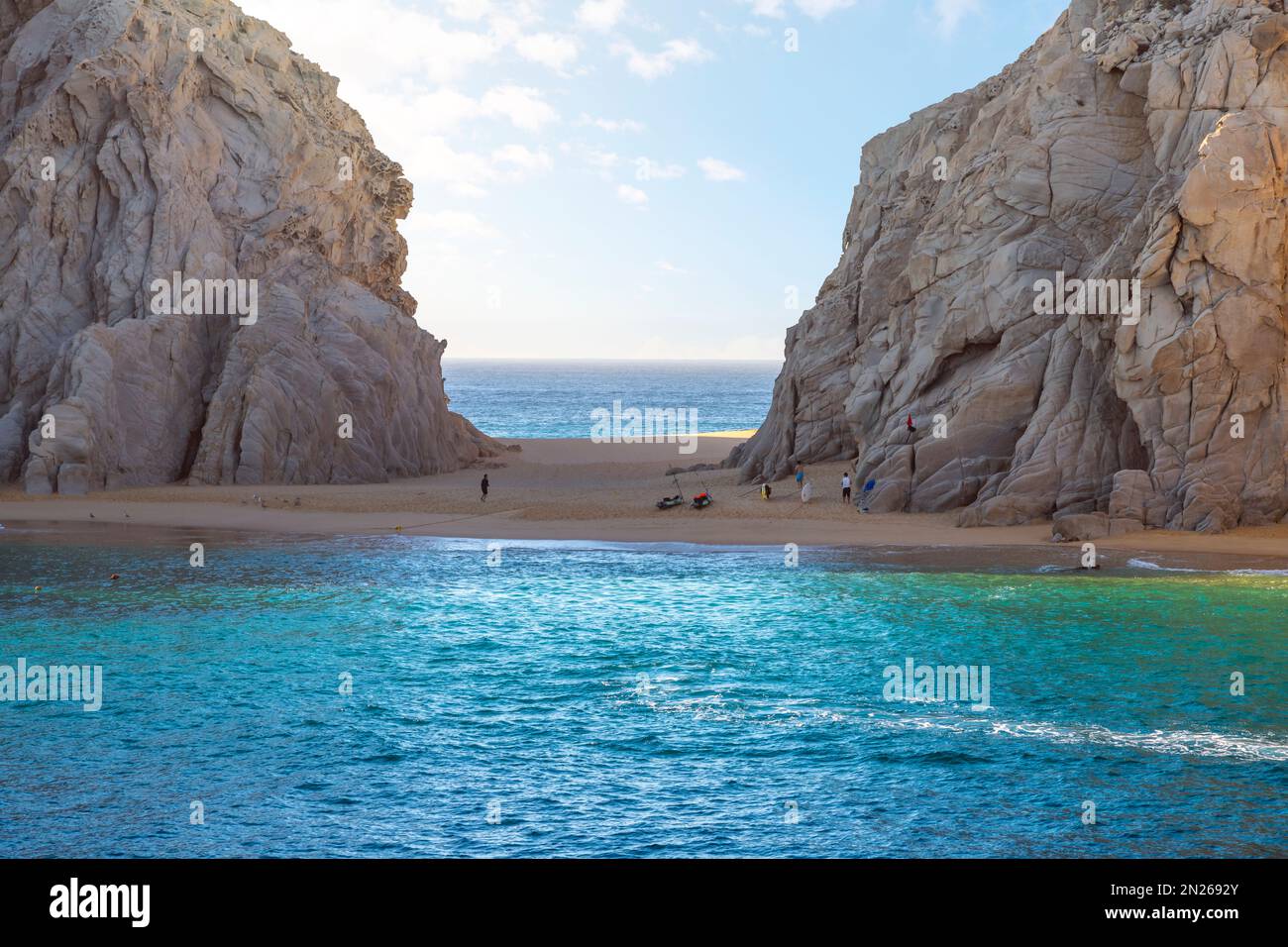 Lover's Beach et Plage de divorce à LANd's End El Arco formations rocheuses de la péninsule de Baja à Cabo San Lucas, Mexique. Banque D'Images