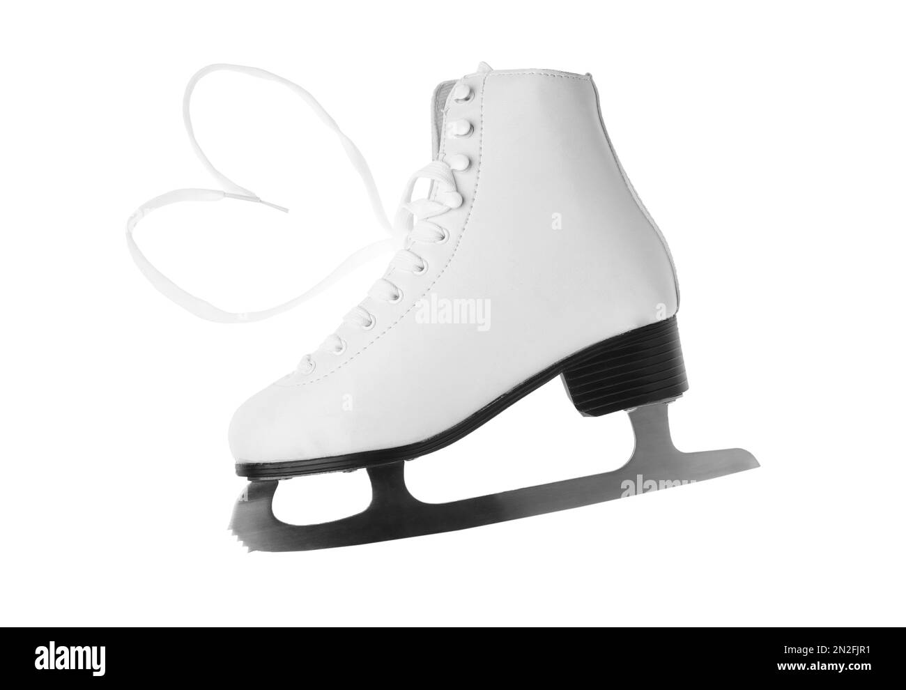 Skate sur glace à la figure élégante isolée sur blanc, vue du dessus Banque D'Images