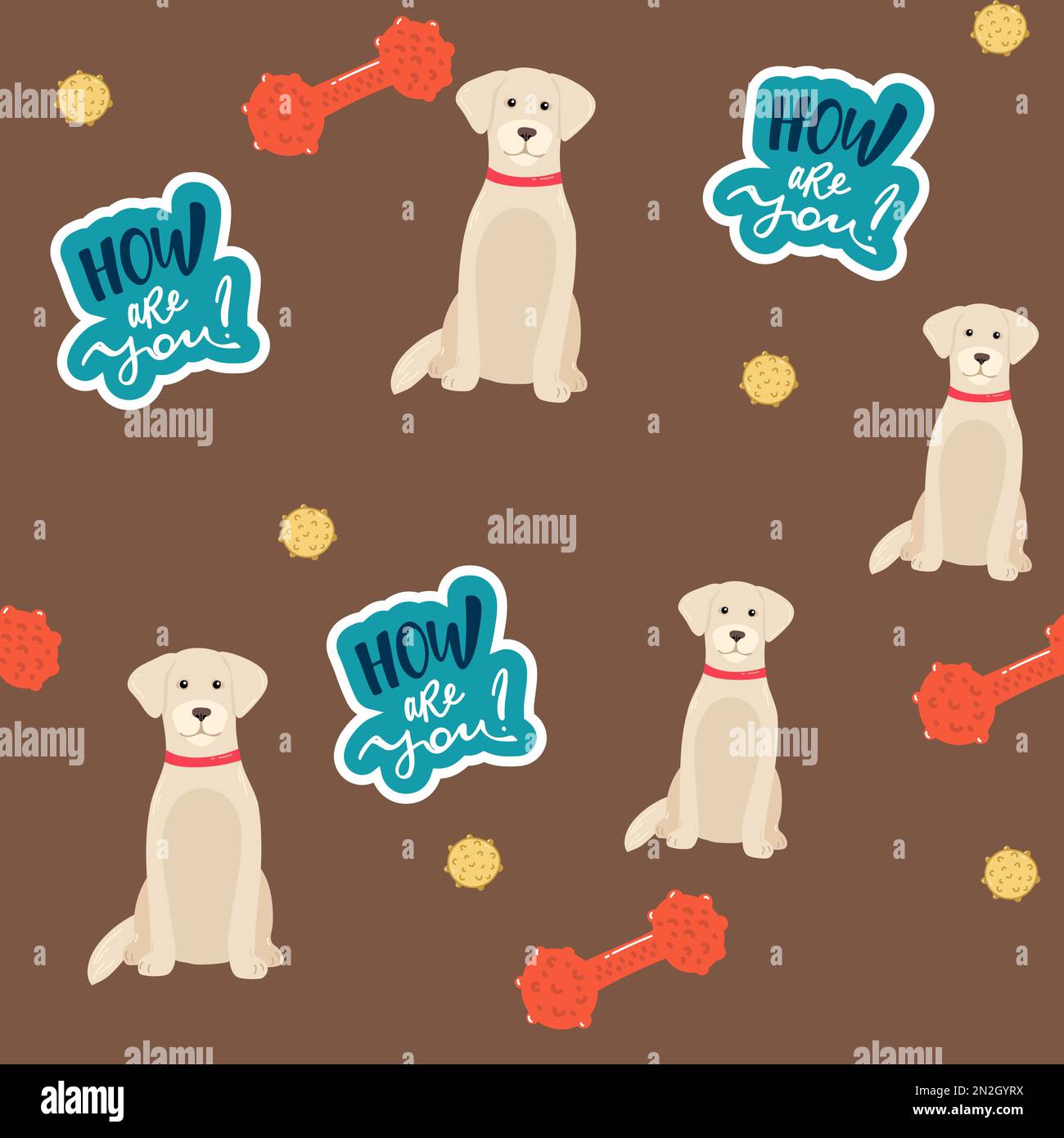 Golden Retriever chiens dans différentes poses et couleurs de pelage. Motif sans couture. Ensemble pour chiens et chiots pour adultes. Illustration vectorielle Illustration de Vecteur