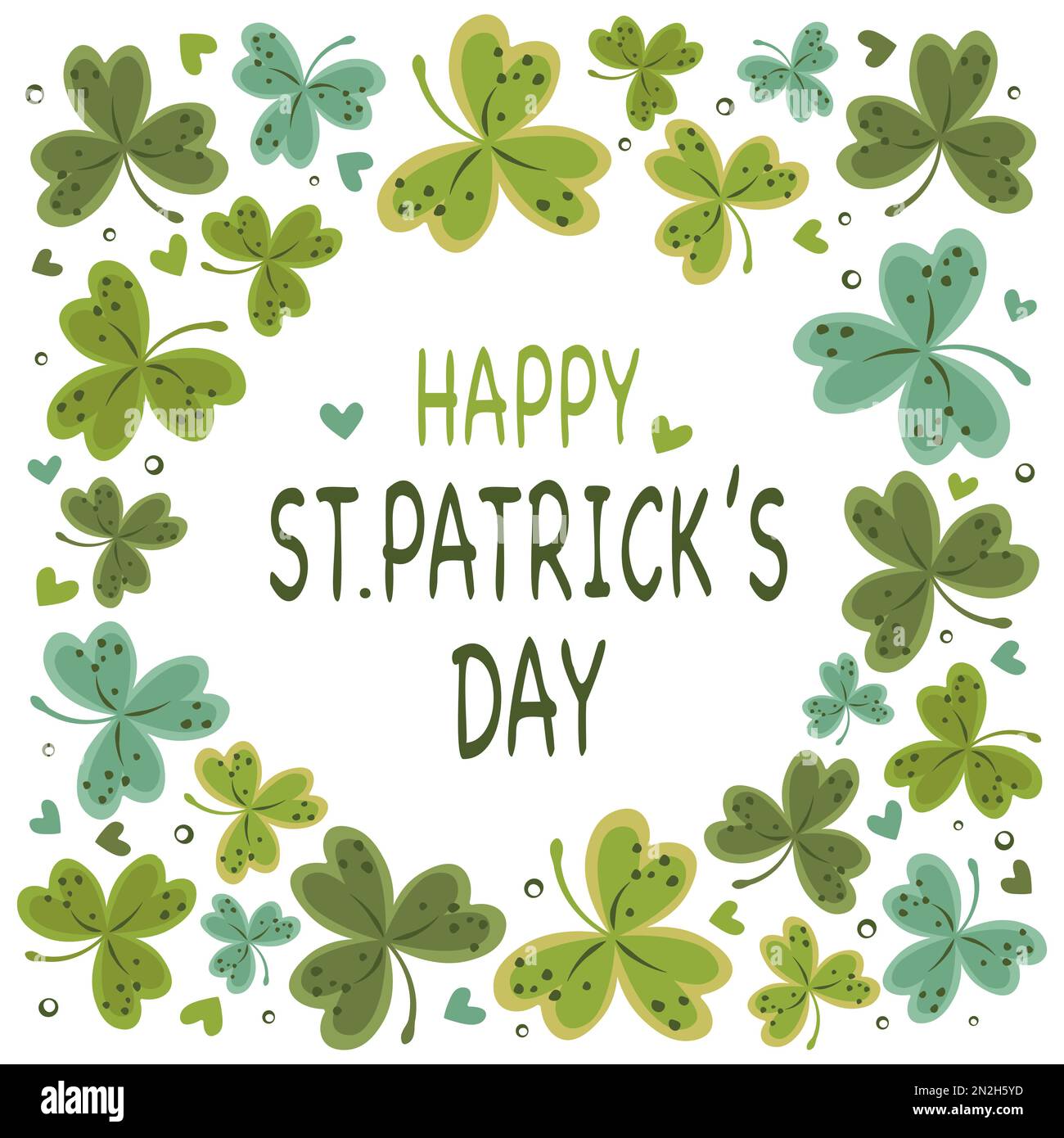 bannière saint-patricks dans les feuilles et les coeurs de trèfle Illustration de Vecteur