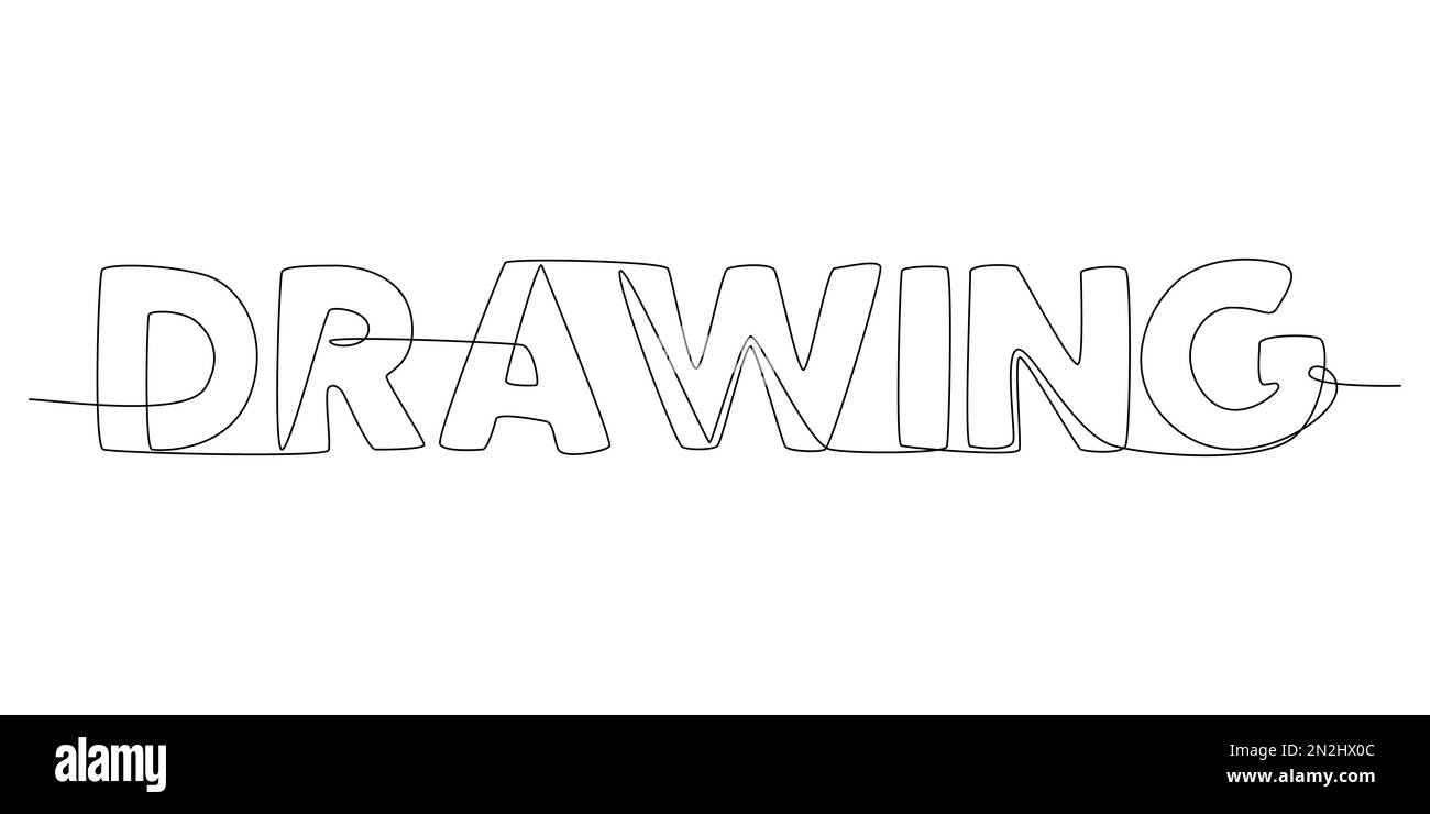 Une ligne continue de mot de dessin. Concept de vecteur d'illustration à trait fin. Dessin de contour idées créatives. Illustration de Vecteur