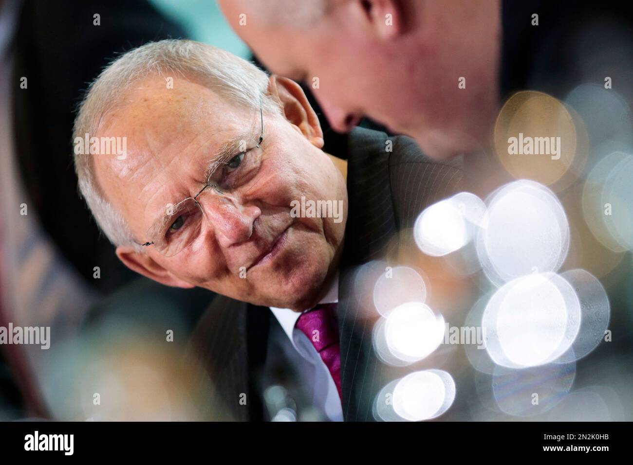 German Finance Minister Wolfgang Schaeuble attends the weekly cabinet meeting of the German government at the chancellery in Berlin, on Wednesday, April 1, 2015. (AP Photo/Markus Schreiber) Banque D'Images