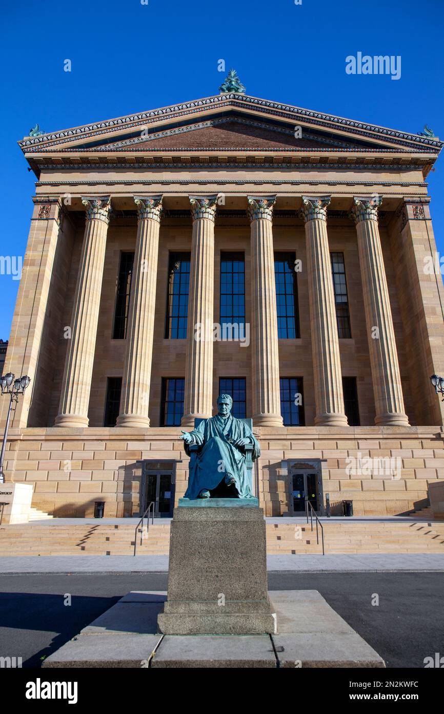 Statue de John Marshall devant le musée d'art de Philadelphie, États-Unis Banque D'Images