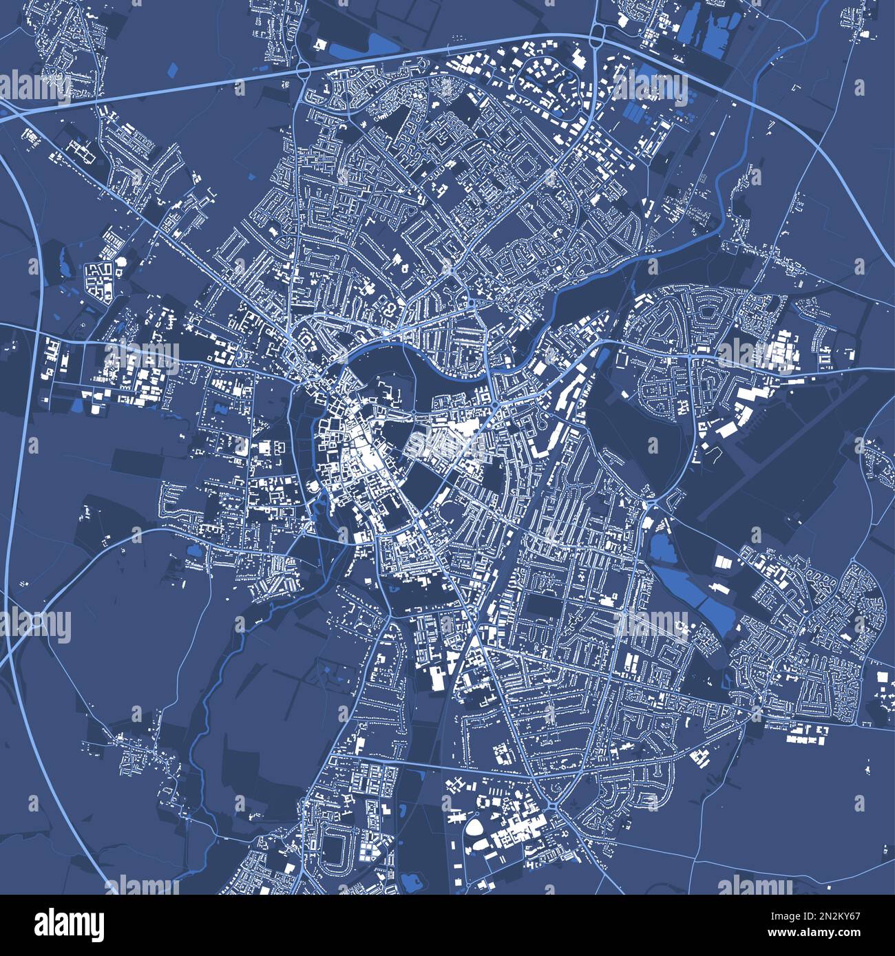 Carte de Cambridge au carré bleu, Royaume-Uni. Carte du territoire de la ville avec routes et chemins de fer, parcs et rivières. Illustration de Vecteur Carte de Cambridge au carré bleu, Royaume-Uni. Carte du territoire de la ville avec routes et chemins de fer, parcs et rivières. Illustration de Vecteur