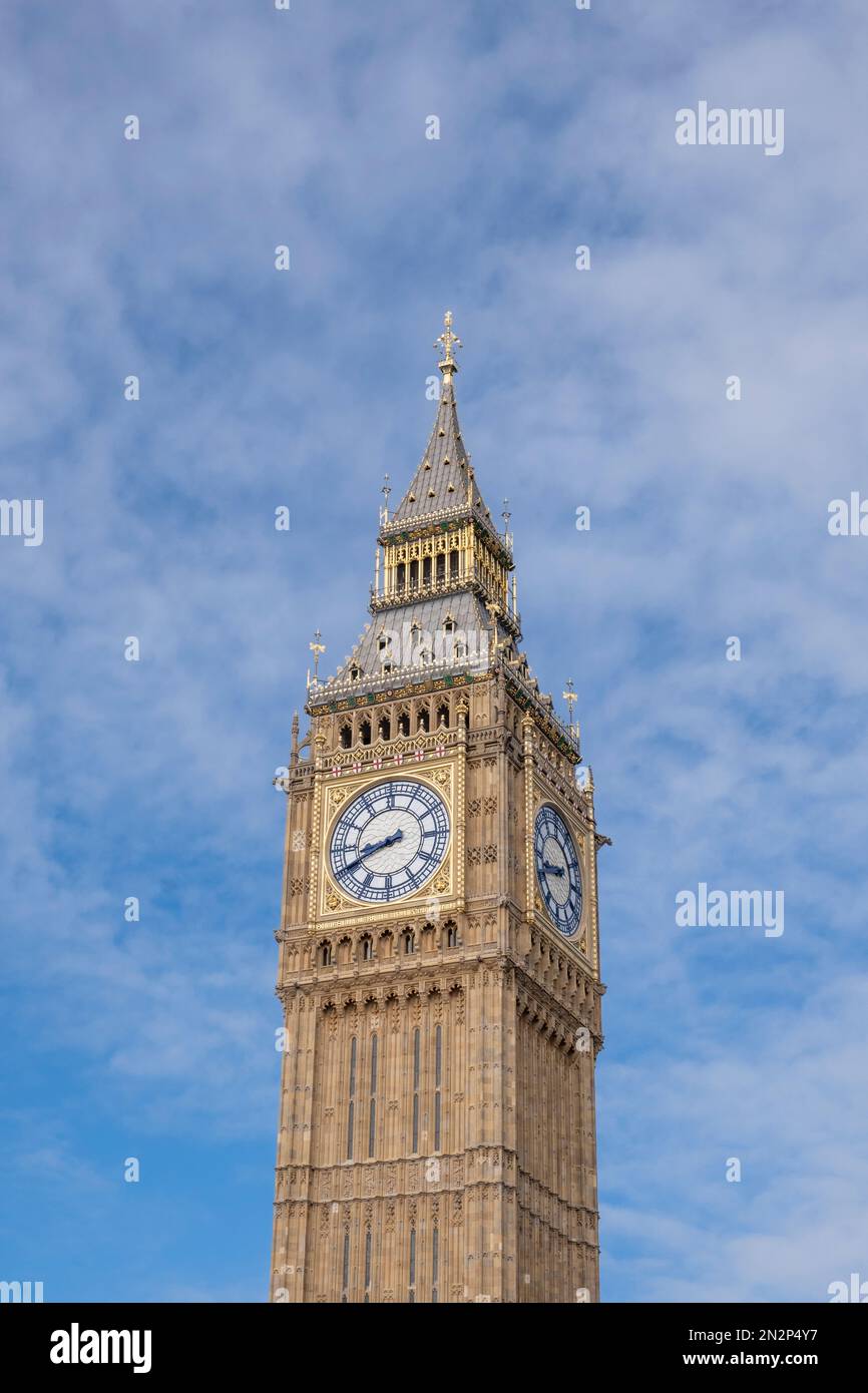 Tour de l'horloge de Big Ben, Parlement (Palais de Westminster) bâtiments du Parlement du 19th siècle par Charles Barry et Augustus Pugin. Banque D'Images