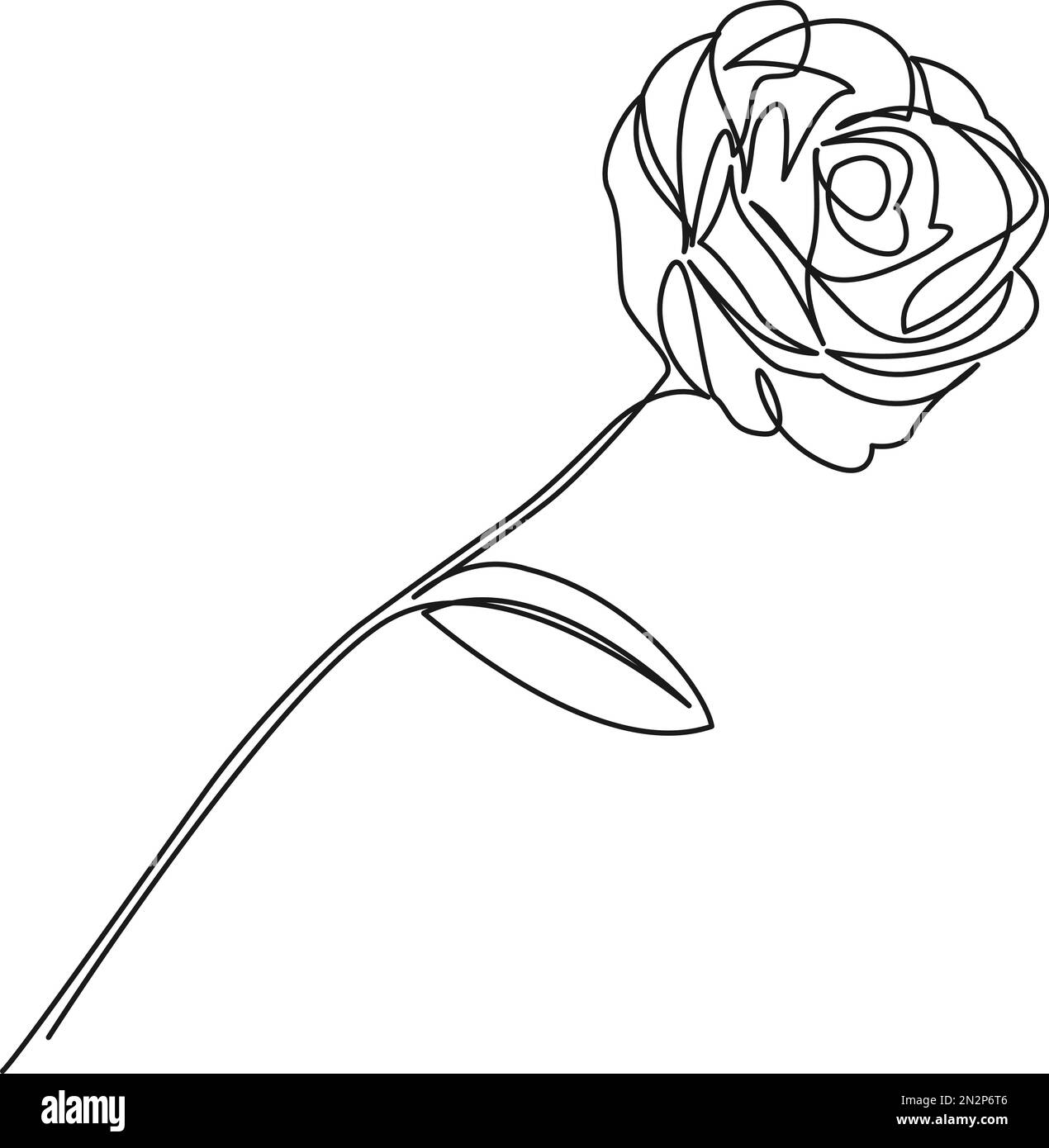 dessin continu d'une seule ligne d'une rose, illustration vectorielle de dessin au trait Illustration de Vecteur