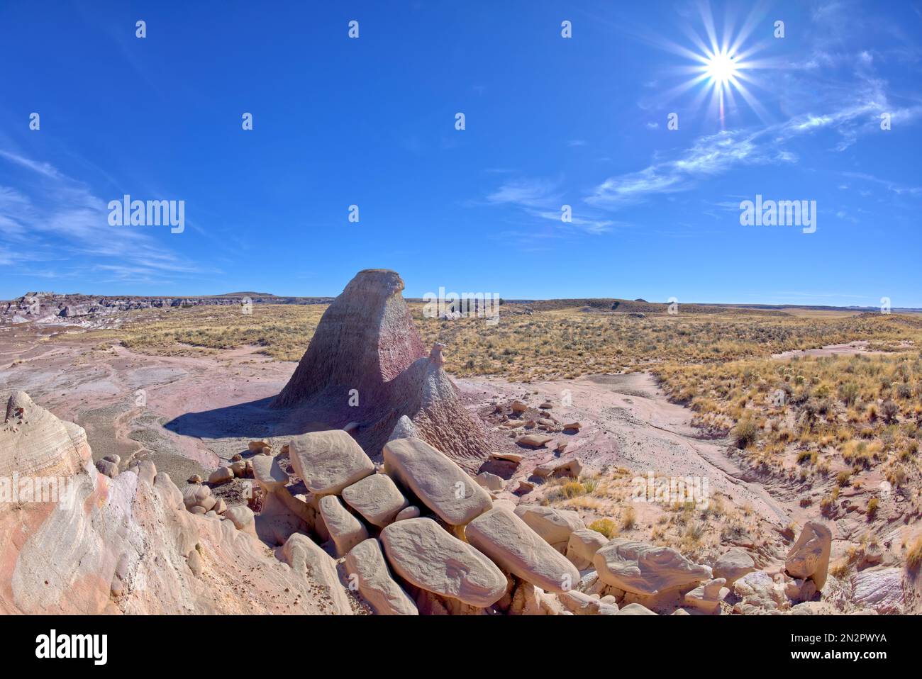 Formation rocheuse de Red Sphinx le long de Red Basin Trail, parc national de Petrified Forest, Arizona, États-Unis Banque D'Images