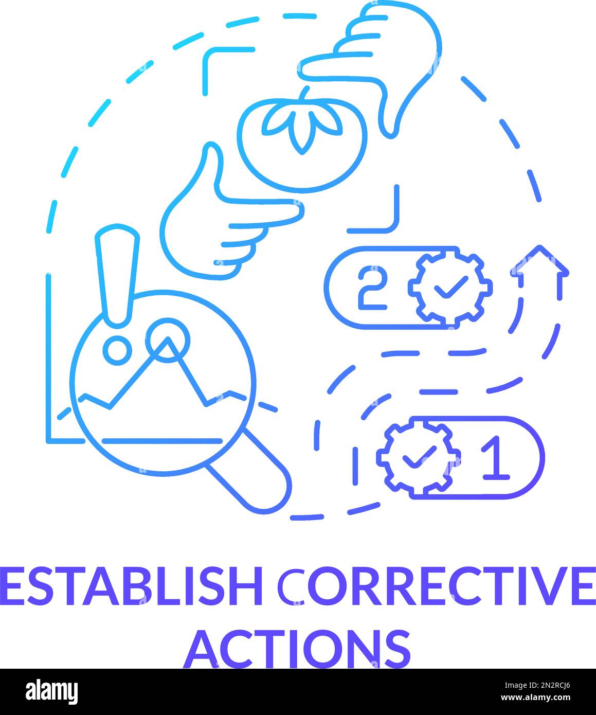 Définir les actions correctives icône de concept de gradient bleu Illustration de Vecteur
