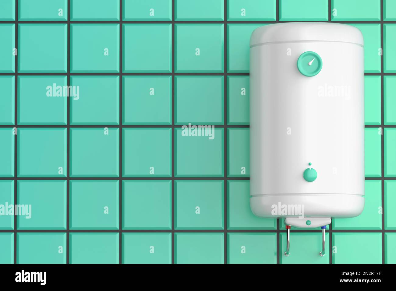 Simple chauffe-eau électrique dans la salle de bains, vue de face Banque D'Images