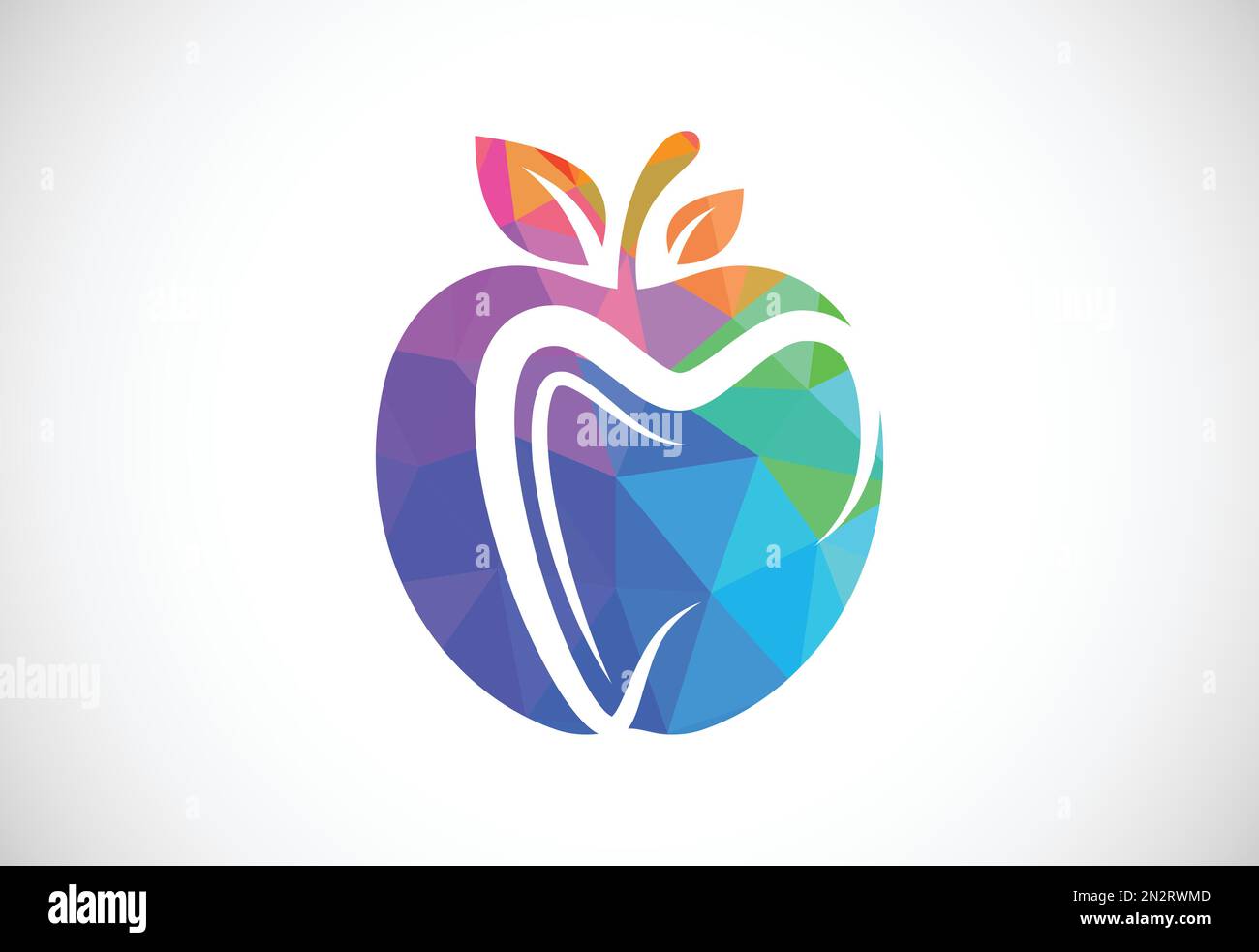 Design de symbole de logo de pomme dentaire de style poly bas, vert pomme dent dents dent dent dentiste icône d'image dentaire Illustration de Vecteur