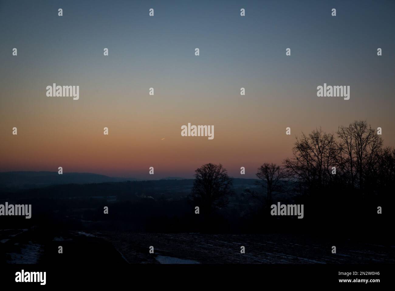 Aube un matin d'hiver froid, Waldviertel/ Autriche Banque D'Images