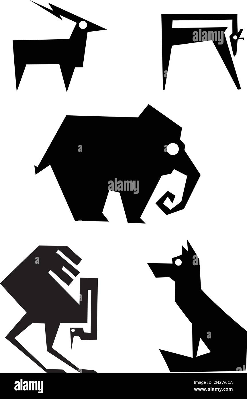 Collection d'illustrations de silhouette d'animal de décor pour le design Illustration de Vecteur