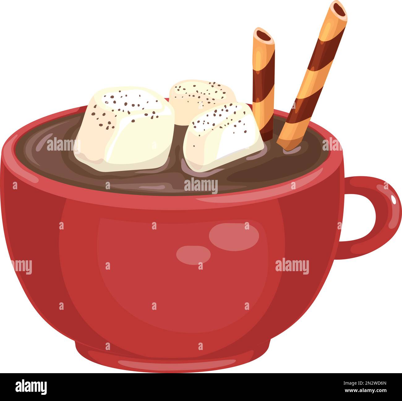 Latte au chocolat chaud, avec guimauves Illustration de Vecteur