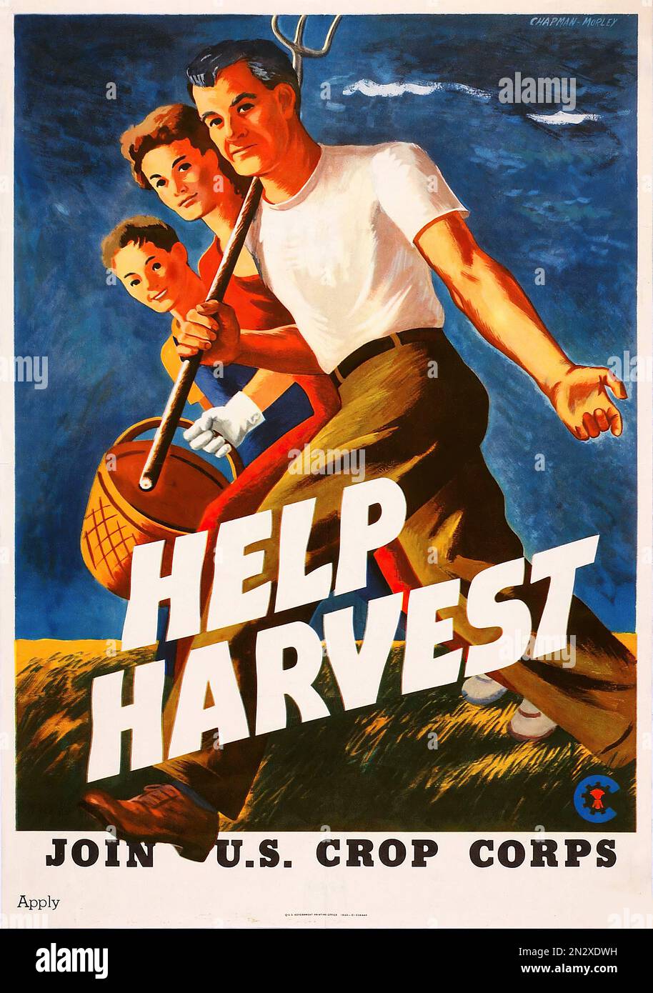 1943 ÉTATS-UNIS Crop corps ! - Seconde Guerre mondiale - affiche de propagande des États-Unis Banque D'Images