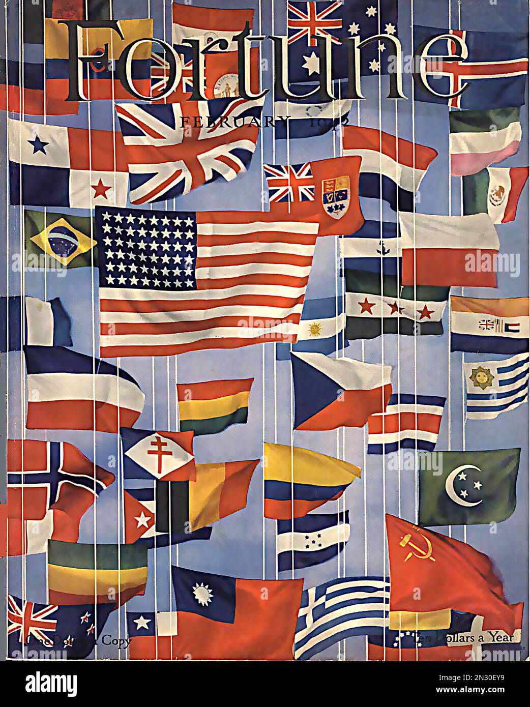 Magazine Fortune 1942 - drapeaux ! - Couverture du magazine américain pendant la Seconde Guerre mondiale Banque D'Images