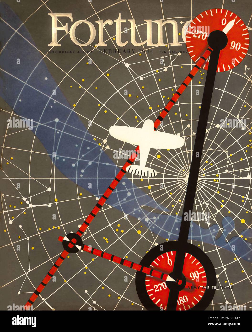 Fortune magazine -1944 navigation aérienne - couverture du magazine américain pendant la Seconde Guerre mondiale Banque D'Images