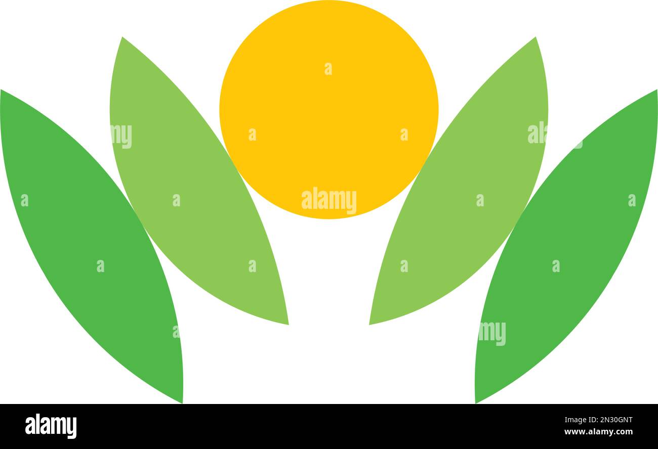 motif icône représentant une feuille de printemps et un soleil Illustration de Vecteur