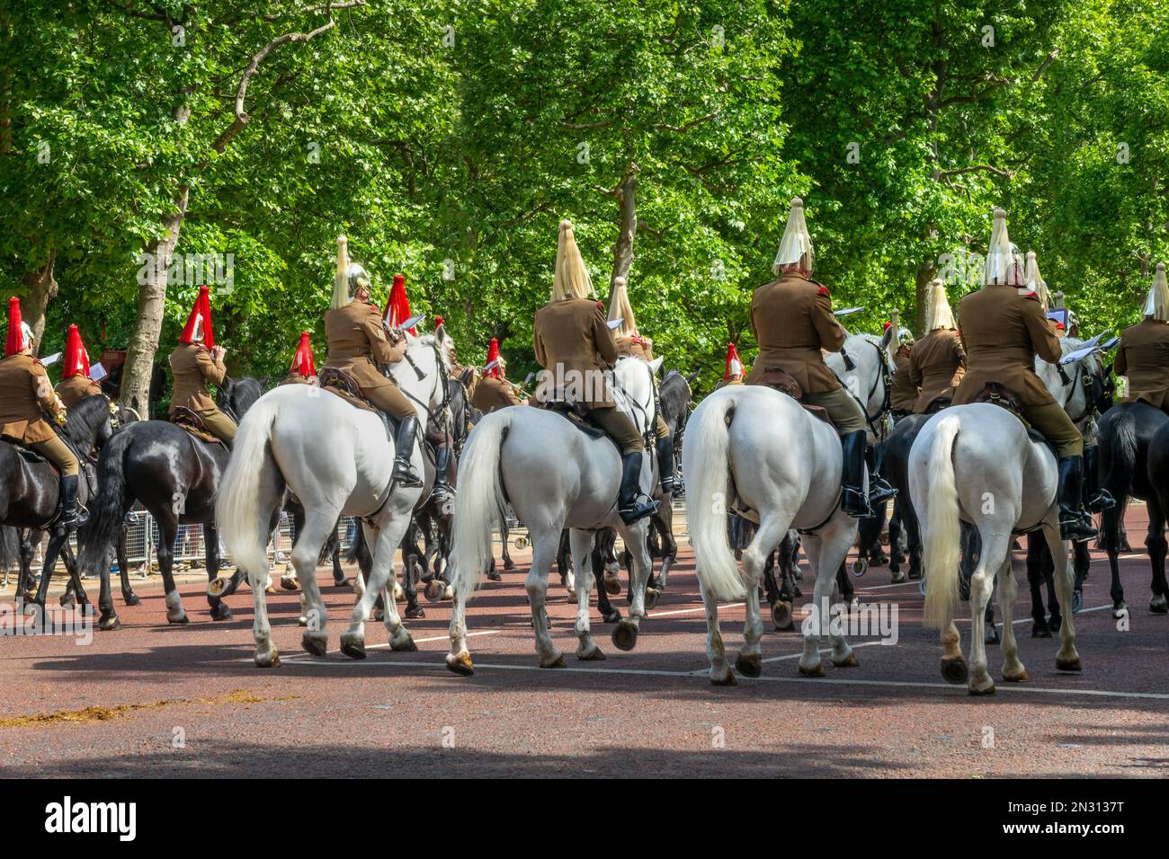 Royal Horse Guards pendant le défilé de gardes changeant sur le Mall à Londres Royaume-Uni Banque D'Images