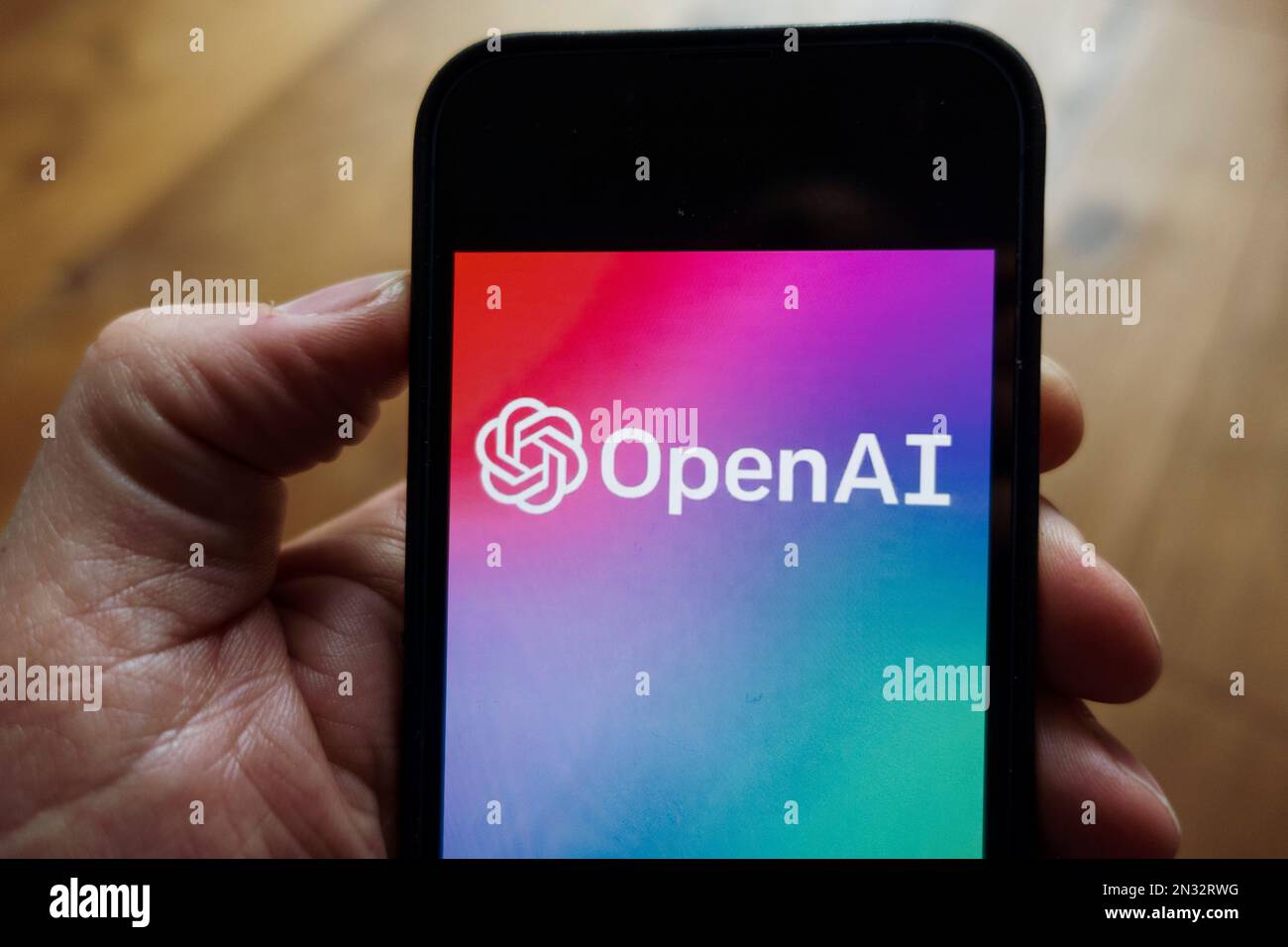 Logo OpenAI ChatGPT affiché sur le téléphone mobile Banque D'Images