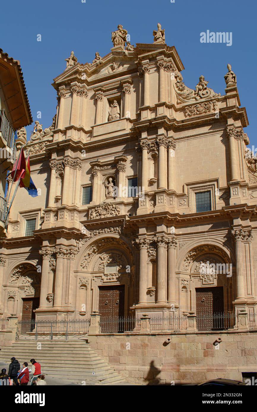 Plaza de España, Lorca, Murcia, Espagne. Façade de la Colegiata de San Patricio (Collégiale de St. Patrick). Banque D'Images
