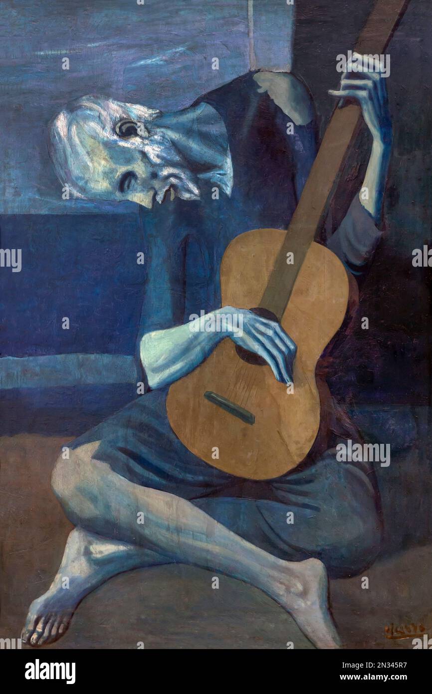 L'ancien guitariste, Pablo Picasso, 1903-1904, Art Institute of Chicago, Chicago, Illinois, USA, Amérique du Nord Banque D'Images