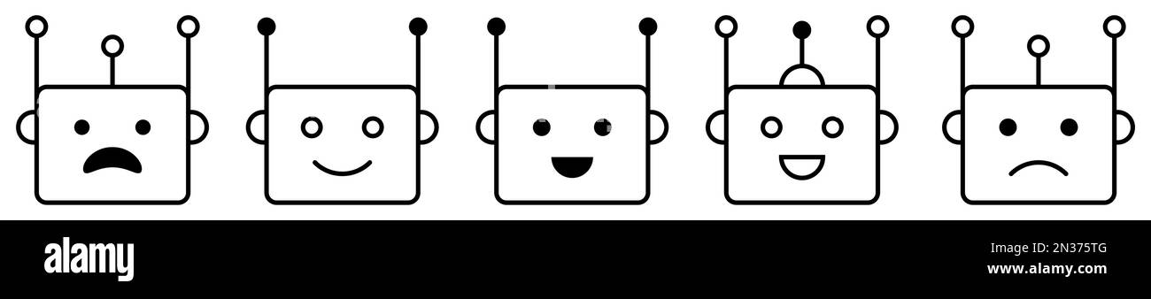 Ensemble d'icônes Chatbot. Support bot. Illustration vectorielle isolée sur fond blanc Illustration de Vecteur