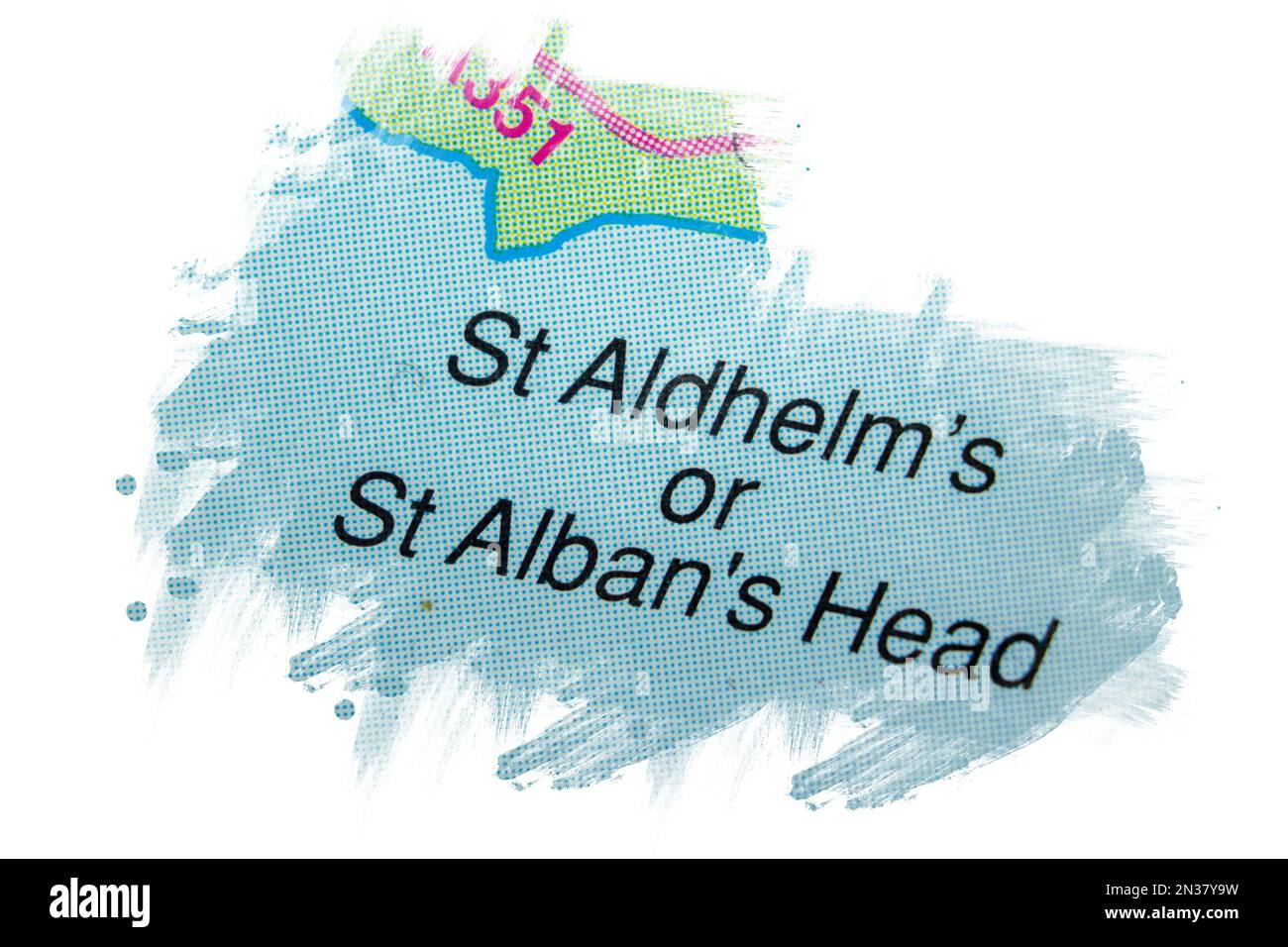 St Aldhelm ou St Alban Head, Royaume-Uni carte de l'atlas nom de la ville - peinture Banque D'Images