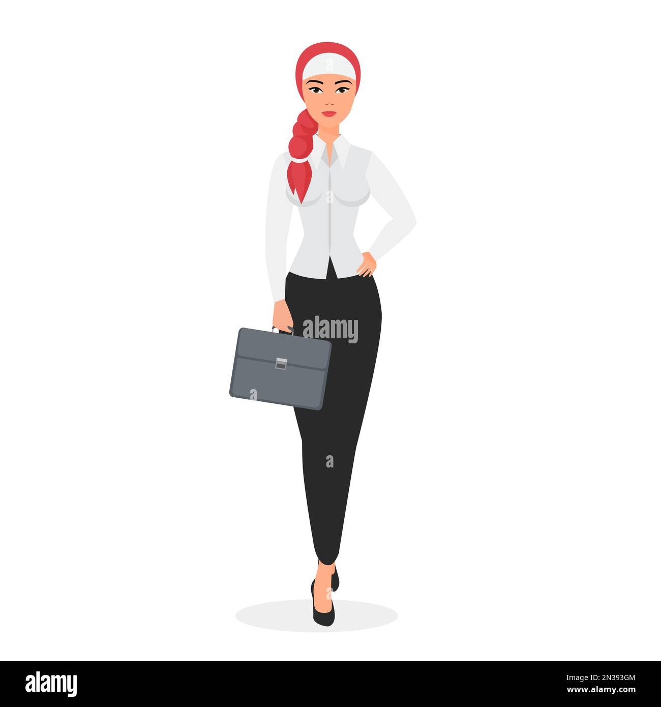 Femme d'affaires musulmane. Femme d'affaires arabe moderne en costume classique illustration de dessin animé vectoriel Illustration de Vecteur