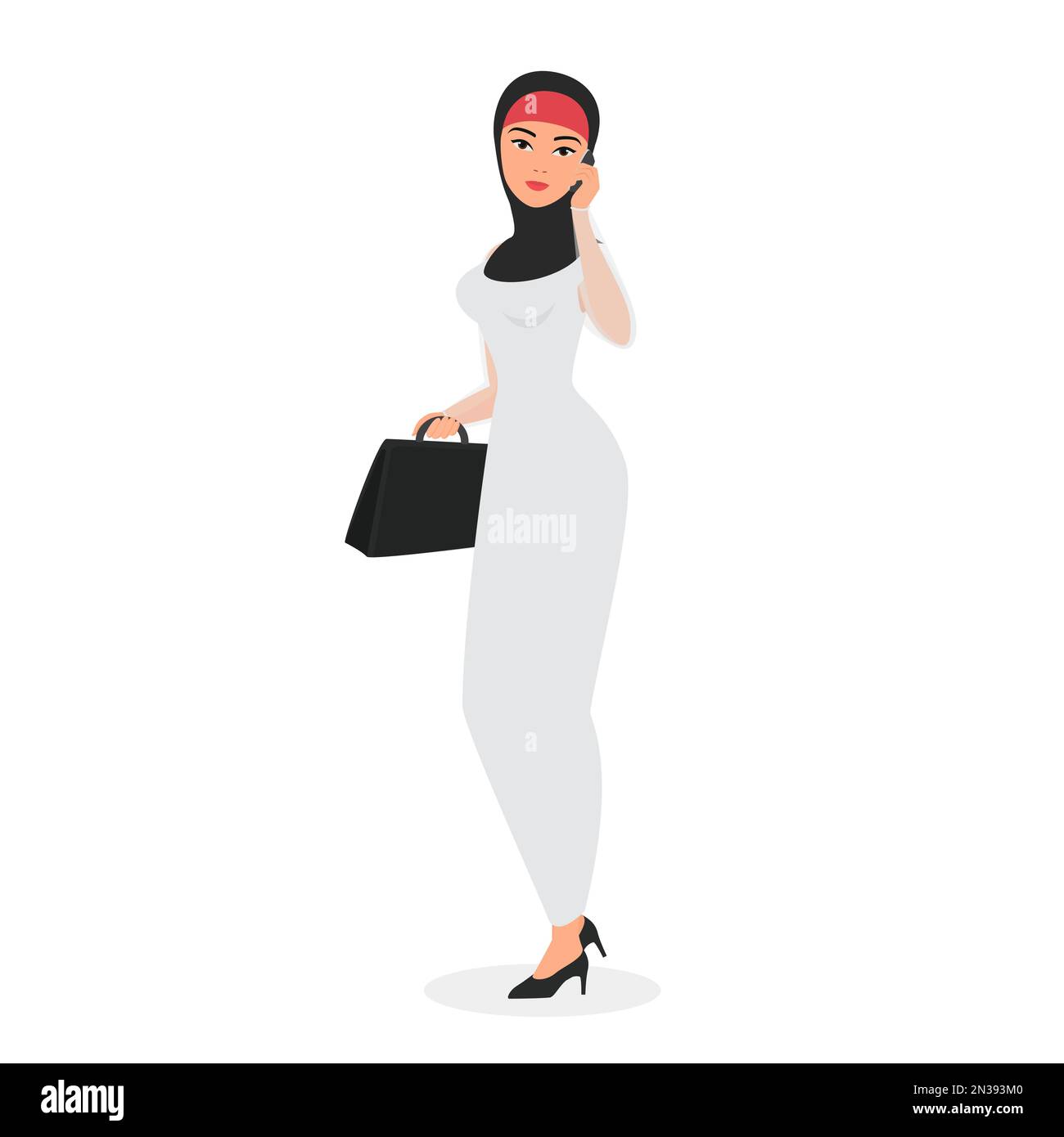 Femme d'affaires portant le hijab. Illustration d'un dessin animé vecteur pour employé de bureau, une dame d'affaires islamique Illustration de Vecteur