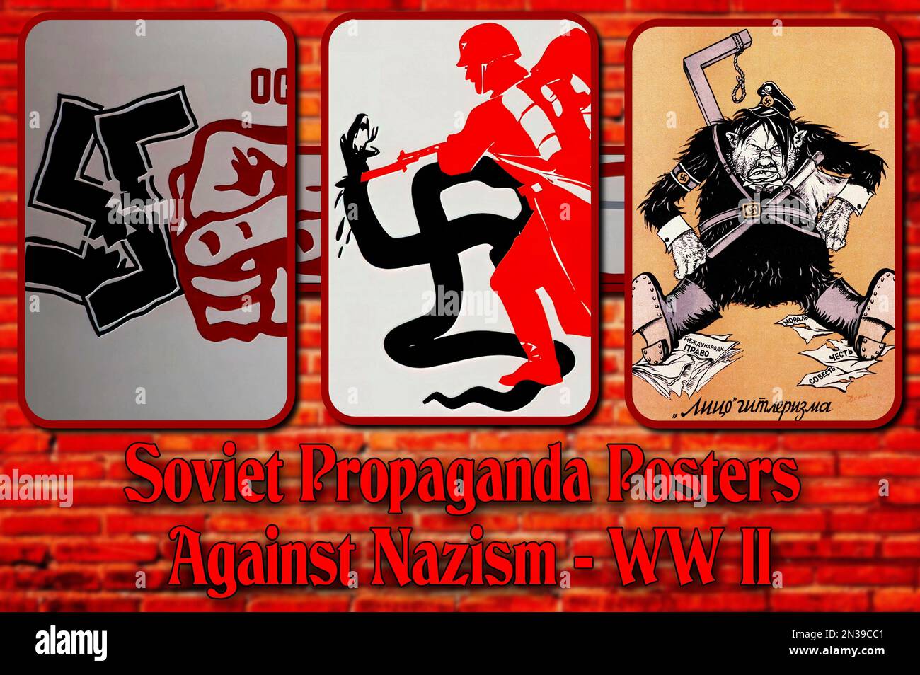 Affiches de propagande soviétique contre le nazisme, publiées pendant la Seconde Guerre mondiale (URSS, CCCP, Staline) Banque D'Images