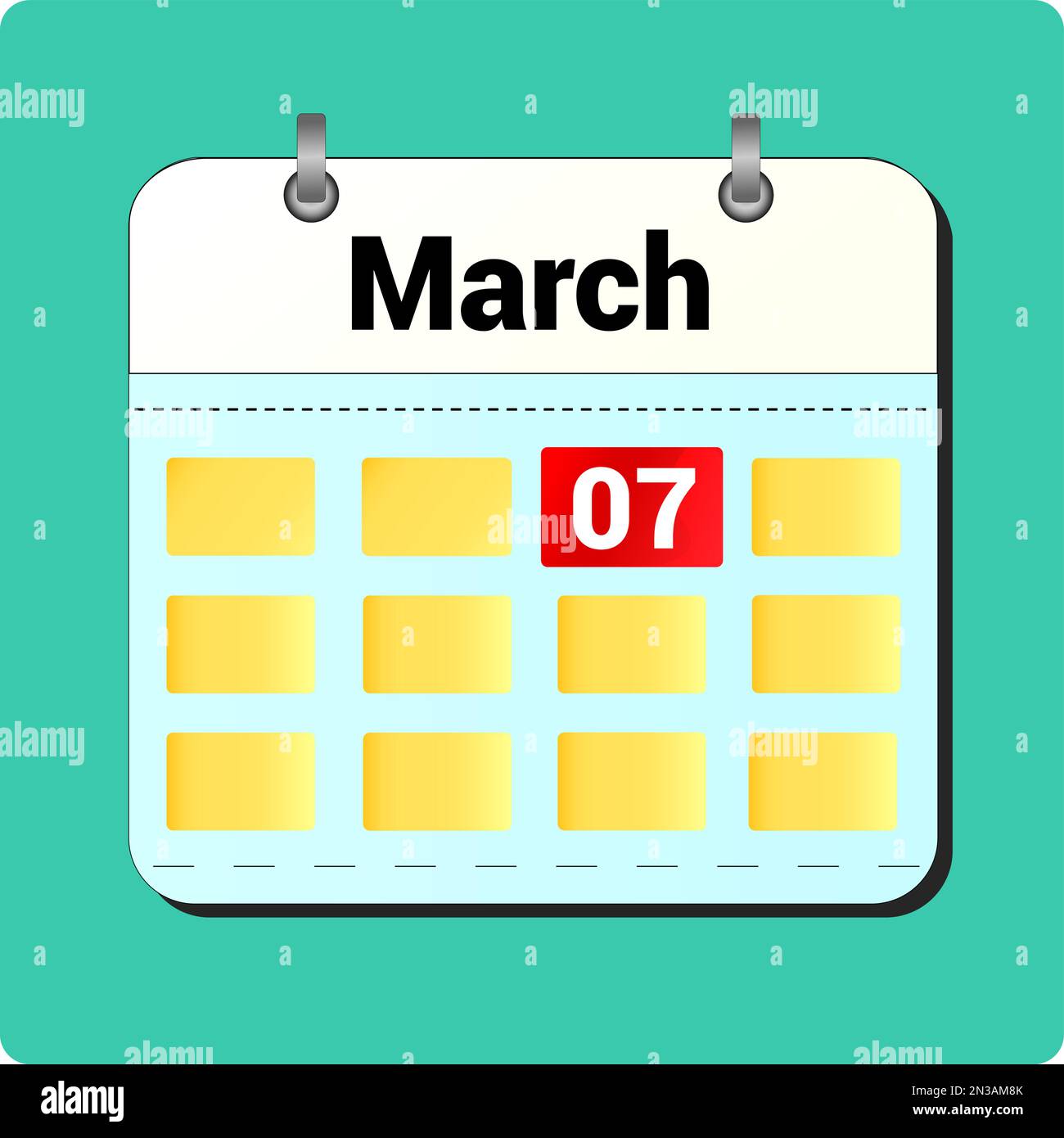 Dessin vectoriel de calendrier, date 07 mars sur la page Illustration de Vecteur