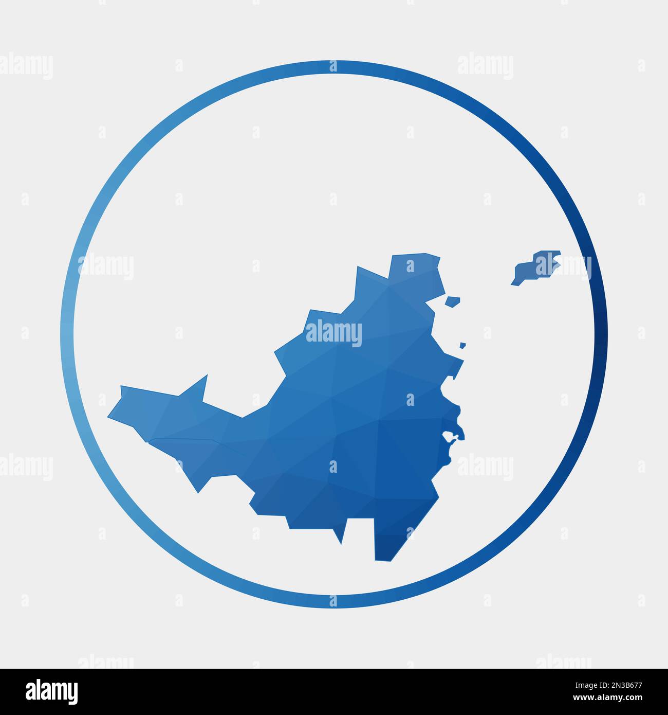 Icône Saint Martin. Carte polygonale de l'îlot dans l'anneau de gradient. Panneau rond bas en polyéthylène Saint Martin. Illustration vectorielle. Illustration de Vecteur