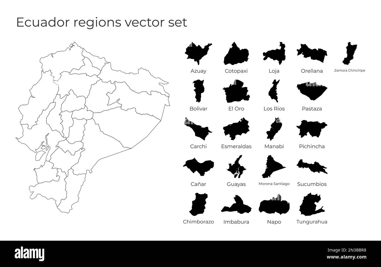 Carte Équateur avec les formes des régions. Carte vectorielle vierge du pays avec les régions. Frontières du pays pour votre infographie. Illustration vectorielle. Illustration de Vecteur
