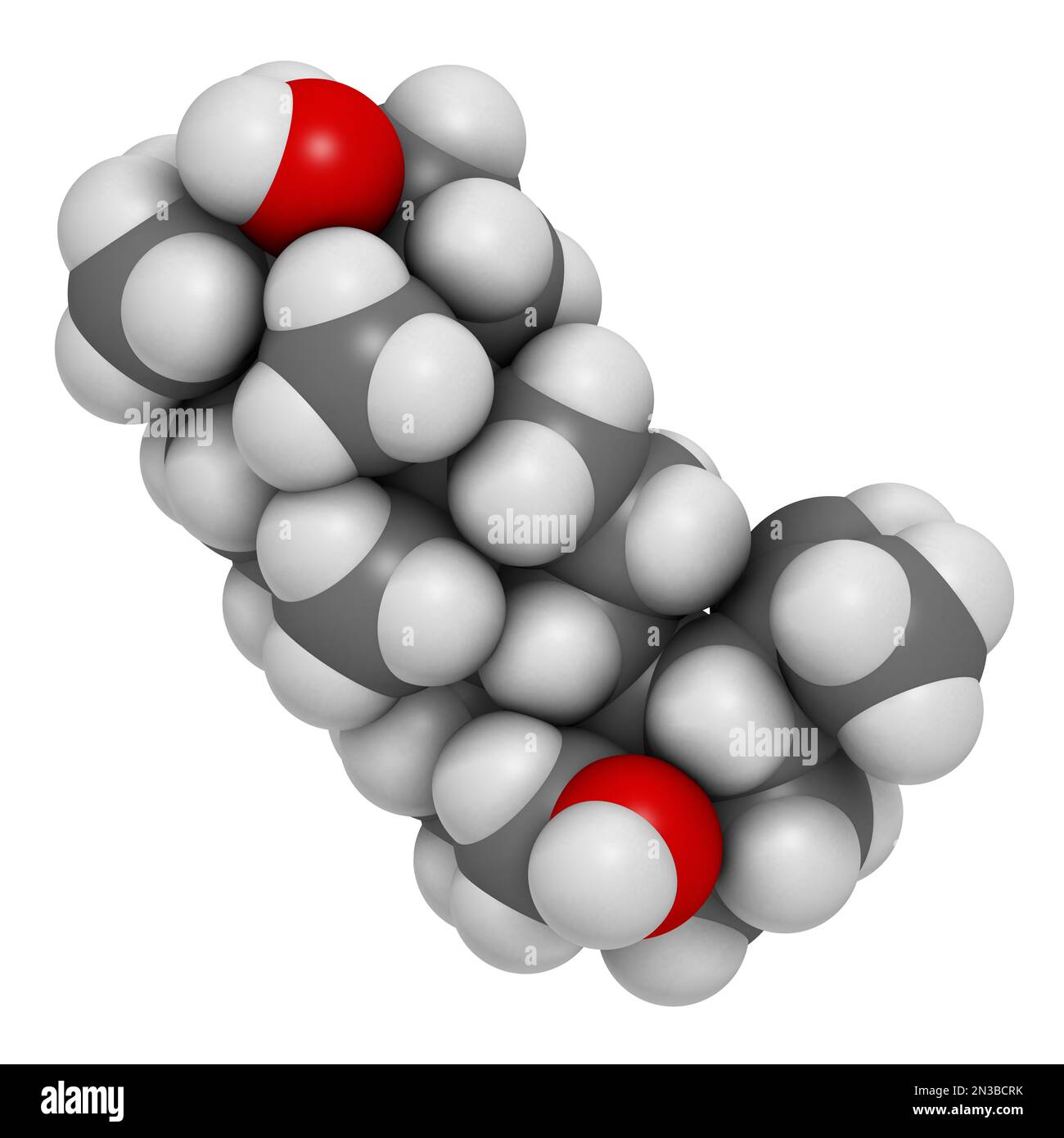 Molécule de médicament de bétalin. Isolé de l'écorce de bouleau. 3D rendu. Les atomes sont représentés sous forme de sphères avec un codage couleur conventionnel : hydrogène (blanc), Banque D'Images