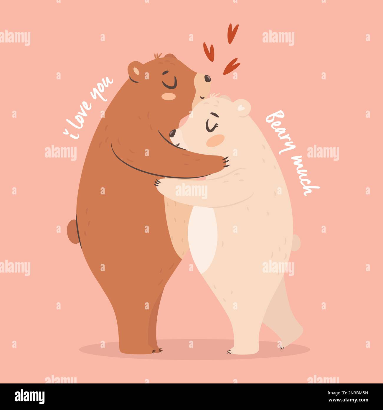Je t'aime beaucoup beary. Couple d'ours adorables qui s'embrasse. Concept de carte de Saint-Valentin. Illustration vectorielle Illustration de Vecteur